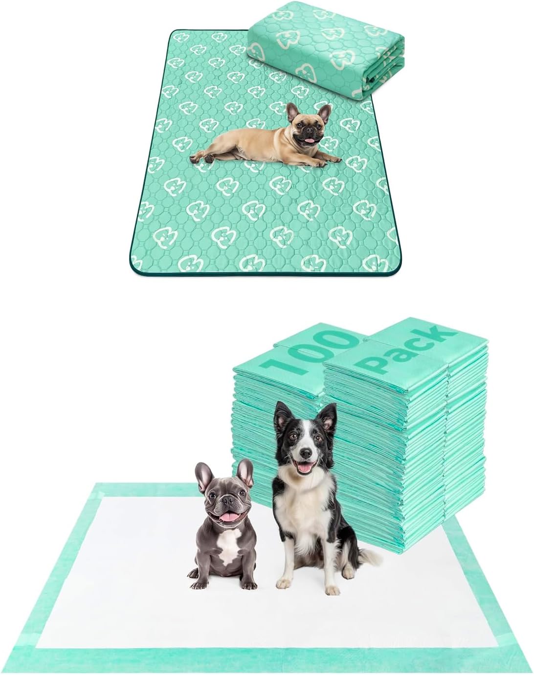 FXW Dog Pee Pads Extra Large Disposable Puppy Pads 20Pack, 51x29inch with Washable Pee Pads 63"x39"