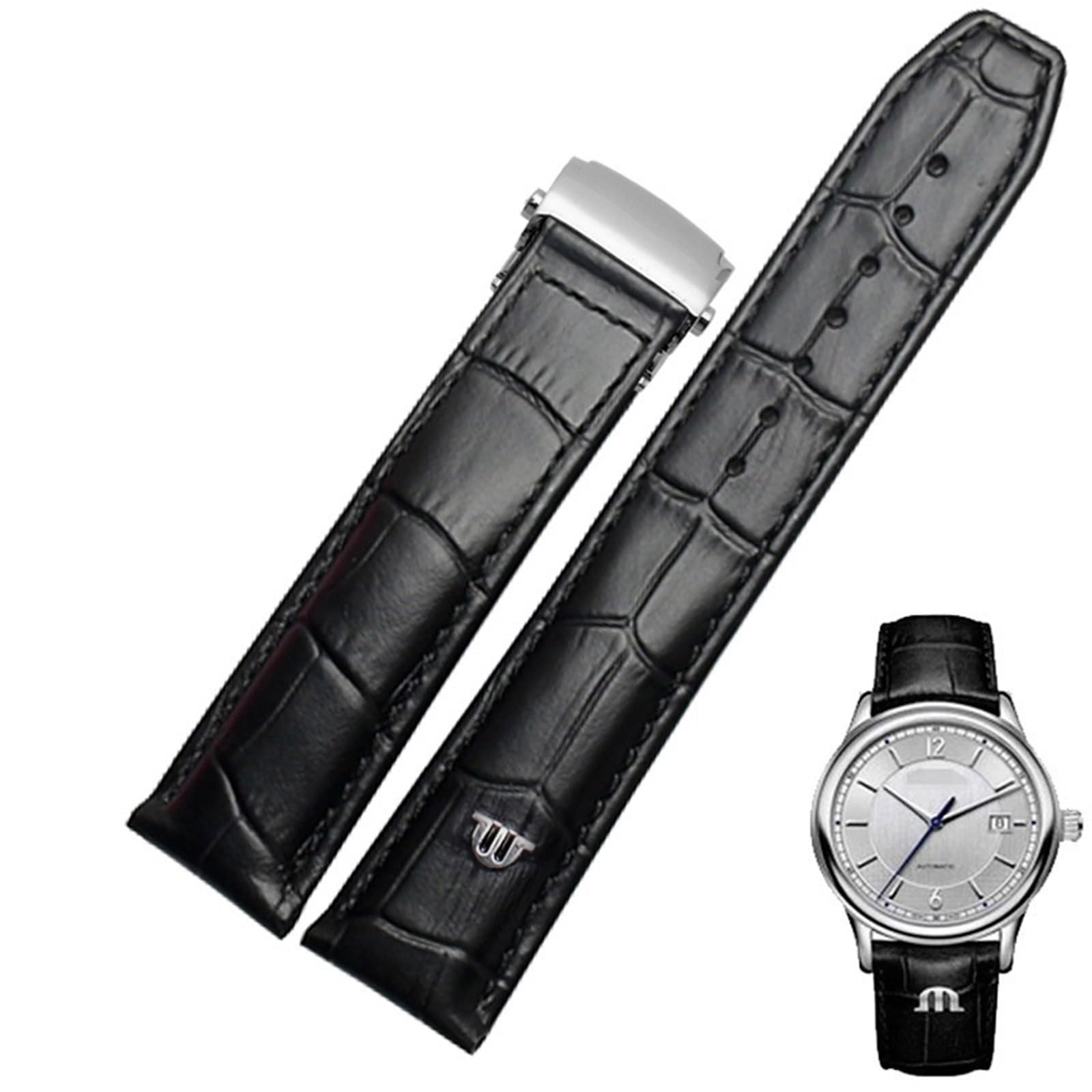 Cinturino in vera pelle per cinturino per orologio 20mm 22mm fibbia pieghevole braccialetto in pelle di mucca per il tempo libero