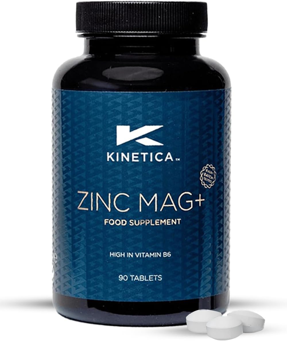 Kinetica Sports Zinc Mag + | 30 Servings, 90 Tablets | 420mg Magnesium, 16.5mg Zinc/Serve | Contains Selenium, Vitamin B6&C | Sleep Aid ZMA Supplement for Men & Women | WADA & Informed Sport Approved
