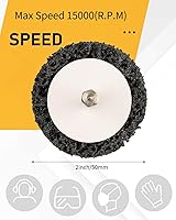 Vista 4 de Disco de tira de 2 pulgadas con vástago hexagonal de 1/4 pulgadas, rueda peladora de pintura para eliminar óxido, eliminar pintura, limpia