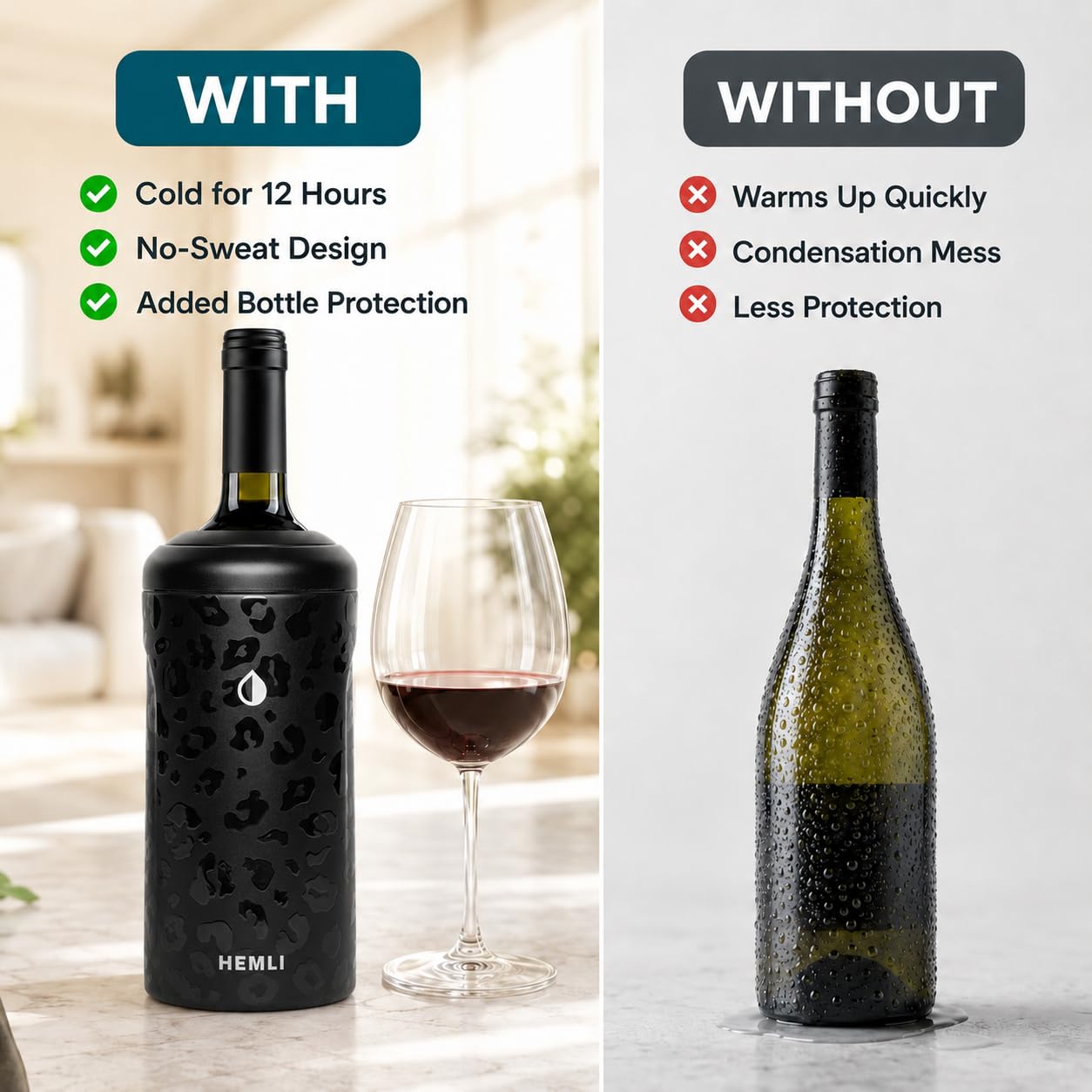 Wine Bottle Chiller Insulator Sleeve, Keeps Wine and Champagne Cold for 12 Hours, Vacuum Insulated Wine Bottle Cooler — Amazon image 4
