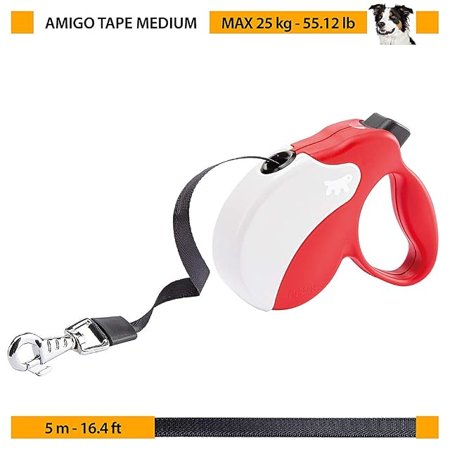 Foto 6 de 6 de Ferplast - Correa retráctil para perros AMIGO TAPE M, Cinta extensible, 5 m, máx. 25 kg, Azul oscuro
