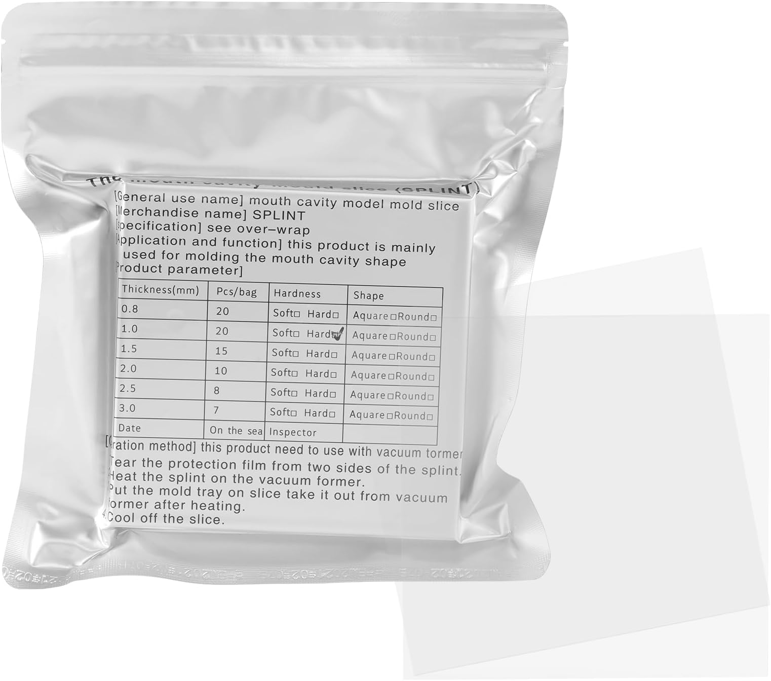 - Annhua Dental Splint Material 20Pcs Dental Hard Splint, 1.0MM Dental Vacuum Forming Sheets with no Bubbles, Square Thermoforming Materials for Vacuum Forming Machine - 5" x 5"