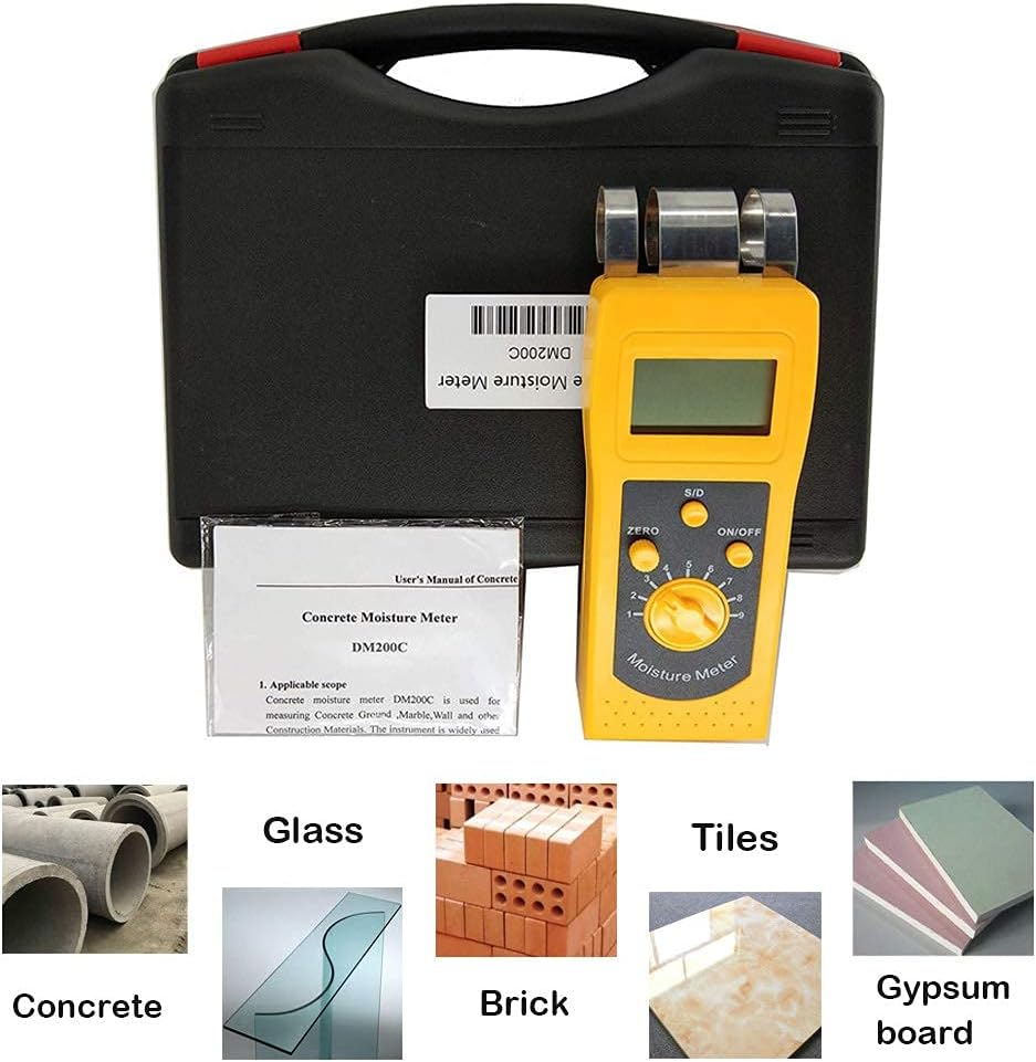 Temperature & Humidity XUXUWA Portable DM200C Digital Concrete Moisture Meter Concrete Moisture