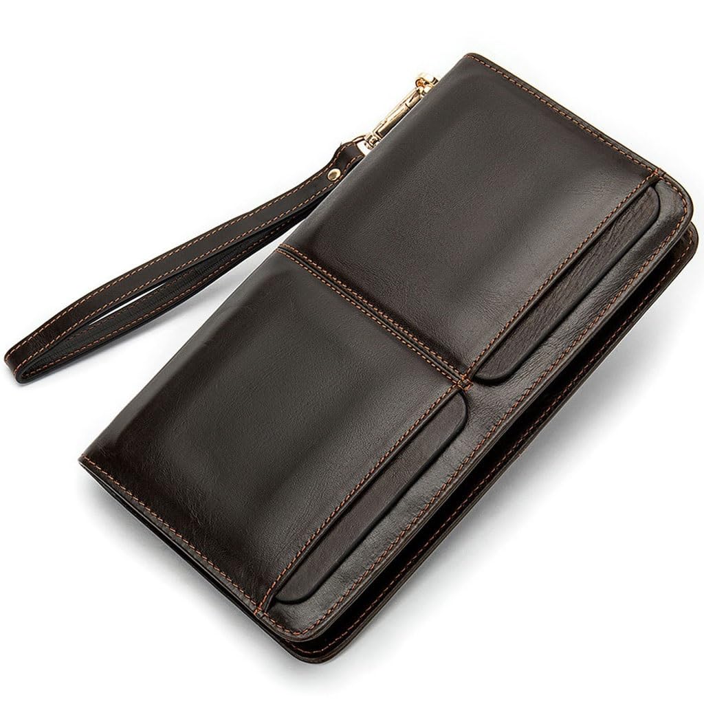 Portefeuille long avec plusieurs emplacements pour cartes - Sac à main homme en cuir véritable