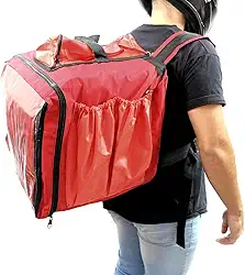 Capa Mochila Bag para Delivery e Entrega de Pizza Lanche Marmita sem Isopor 45 Litros para Motoboy Moto Aplicativo (Vermelho)