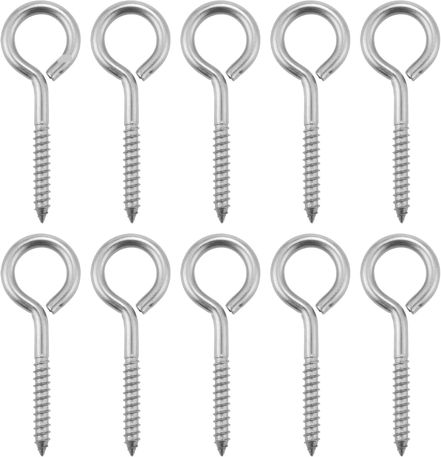 Screw Hooks 50pcs Stainless Steel Eye Shape Screws Ceiling Hook Cup Hook Screw-in Eyelet Hooks Self Tapping Screws M6 for Hanging