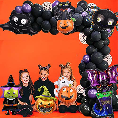 Halloween Balloons Party Decoration Supplies - 12Pcs Halloween Mylar Foil Pumpkin Witch Black Cat Ghost Bat Balloon For Halloween Party Decorations Supplies #TOP4