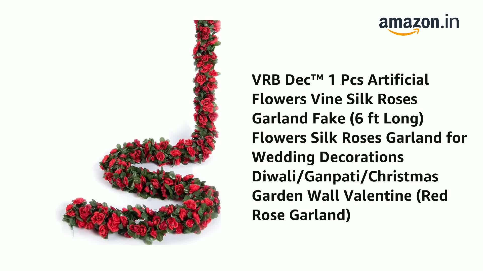 Buy VRB Dec 2 Pcs Artificial Flowers Vine Silk Roses Garland Fake