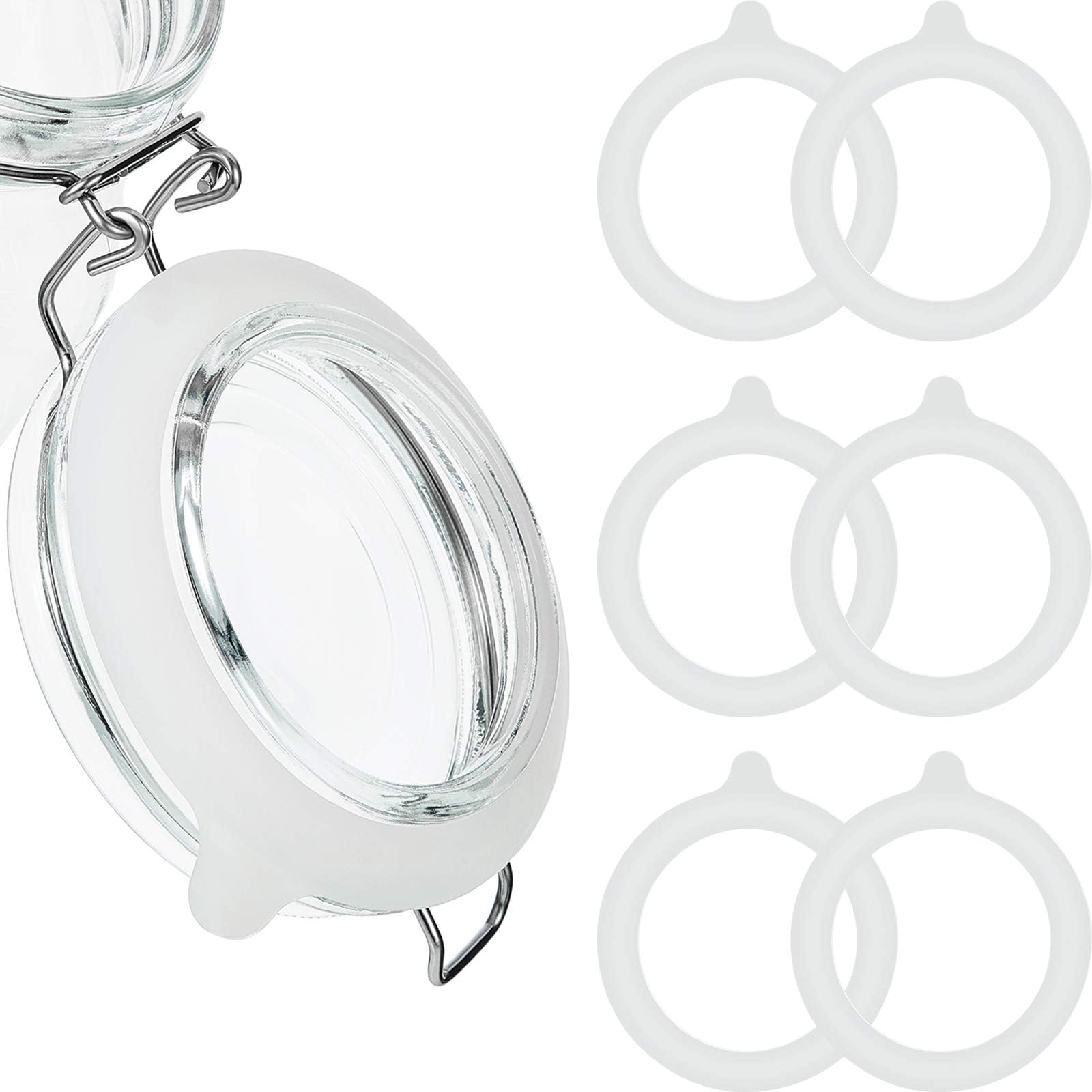 Outus 8 Pieces 3.75 Inches Silicone Jar Gaskets Replacement Silicone Seals Airtight Gasket Sealing Rings for Regular Mouth Canning Jar(White)
