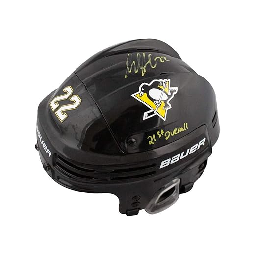 Samuel Poulin 2019 Draft 21st Overall Autographed Penguins Black Full-Size Hockey Helmet - BAS COA