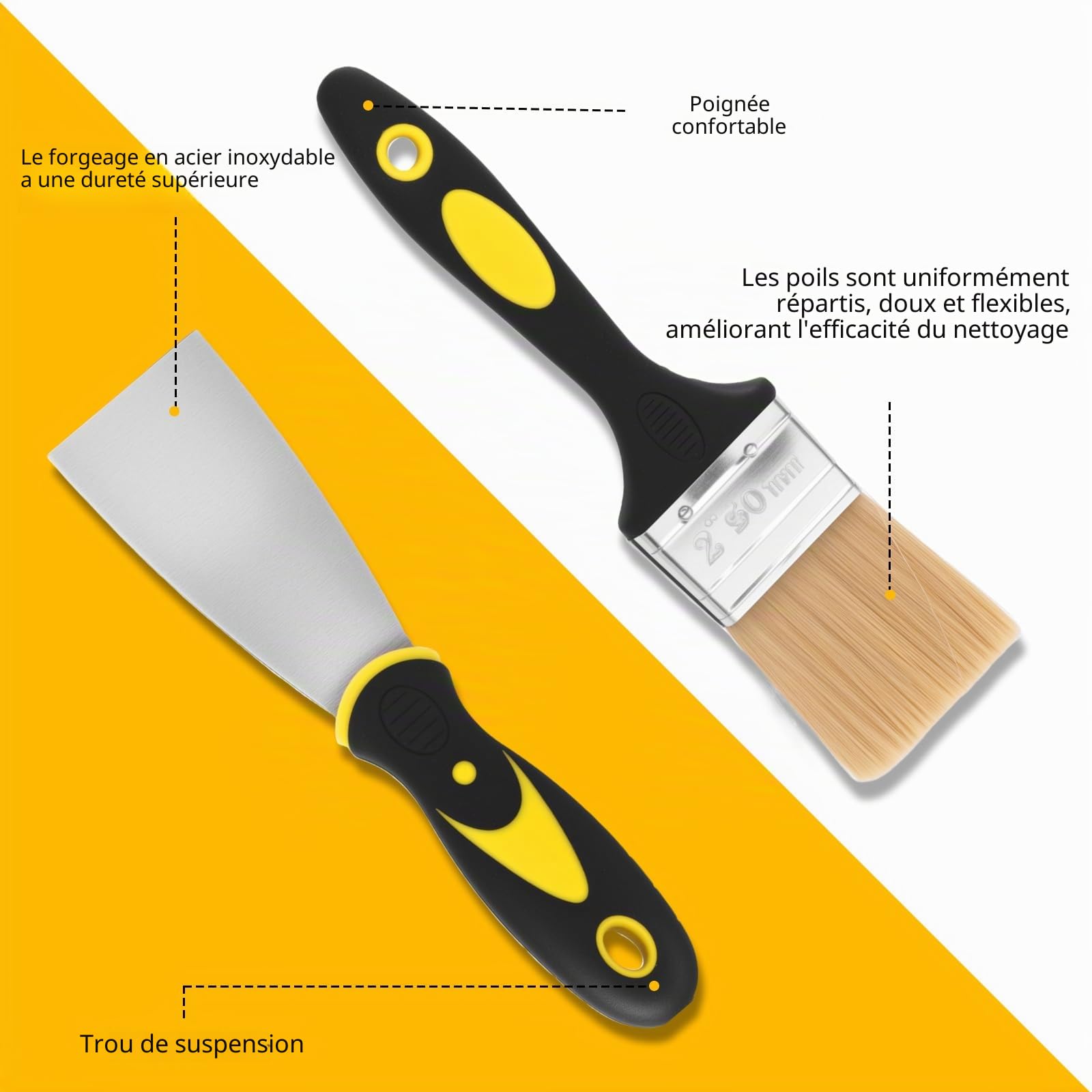 Lot de 15 rouleaux de peinture de 22,9 cm avec manche d'extension, comprend un plateau de peinture, un pinceau, des rouleaux, un mélangeur de peinture, un grattoir pour peinture pour murs et plafonds