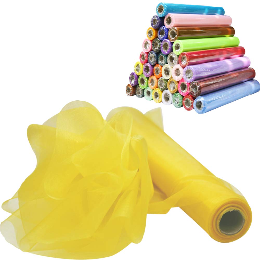 Time to Sparkle 70cm X 10M Organza Roll Sash Fabric Table Runner Sashes Chair Cover Bows Swags for Wedding Party - Yellow Gold — image 1