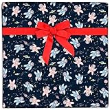 CENTRAL 23 - Birthday Wrapping Paper - 6 Gift Wrap Sheets - Navy Space Theme - Sloths - Men Women - Recyclable