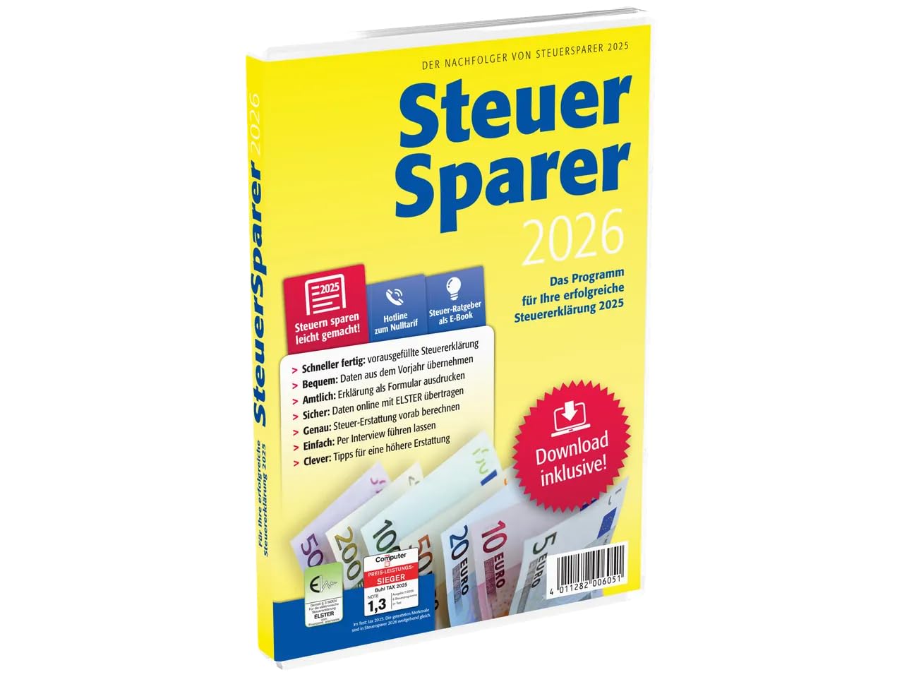 LIDL STEUER 2026 für Steuererklärung 2025 am PC. ELSTER Klare Strukturiert Steuerprogramm Download Code Inklusive. Neu und OVP (CD-Rom & Download) Steuersparer