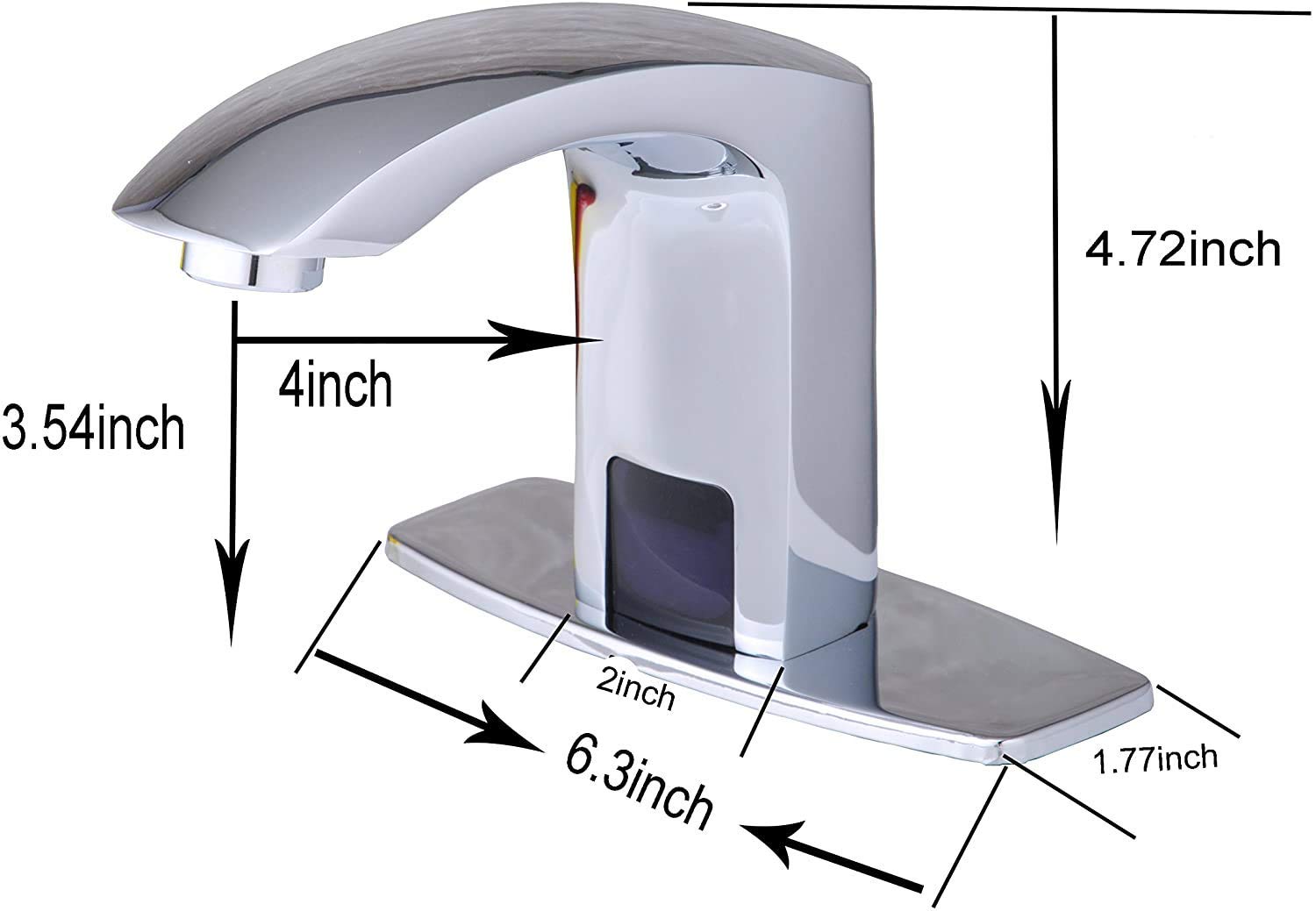 Grifo automático sin contacto con sensor infrarrojo - Grifo para lavabo de baño cromado, grifo para bañera, lavabo, tocador, grifo mezclador comercial de latón de un solo mando y un orificio con des