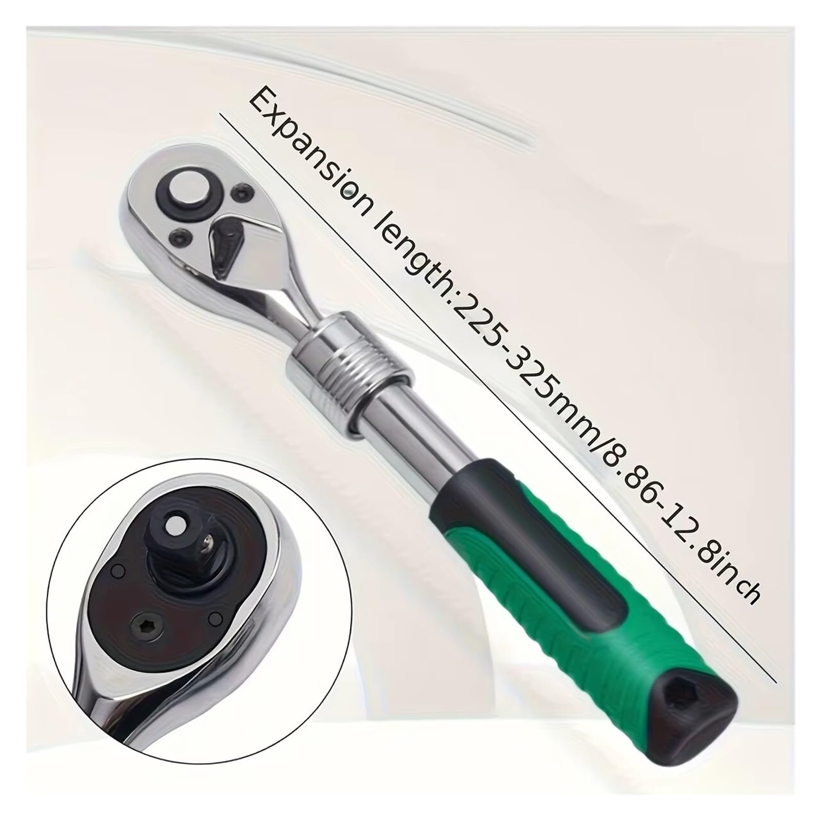 Generico Chiave a cricchetto reversibile a 72 denti | Attacco 1/4,3/8,1/2", manico telescopico, cricchetto reversibile, sgancio rapido