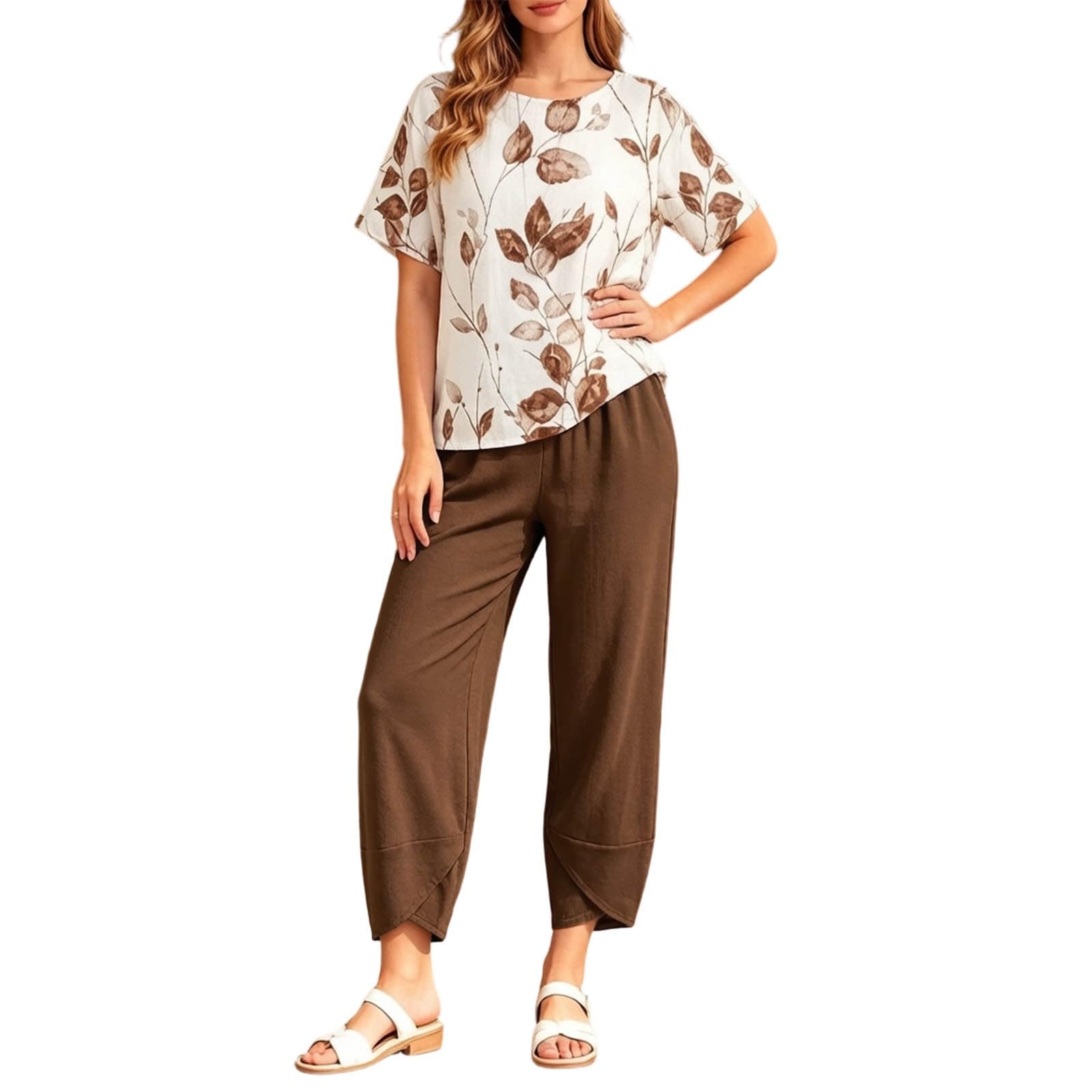 Set da 2 pezzi da spiaggia rilassato con pantaloni dal taglio ampio per le vacanze, versatile da abbinare con scarpe da ginnastica casual, ideale per tutti i giorni e l'ufficio tutto l'anno