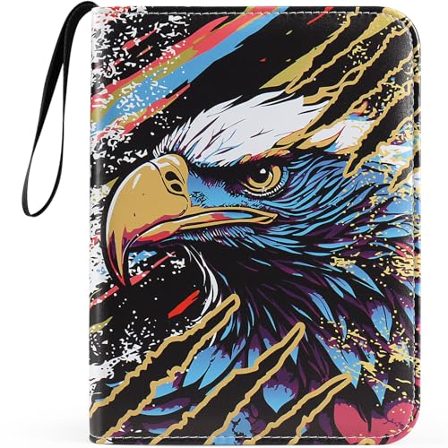 VEELAM 4 Pocket Card Binder, 3-Ring Trading Card Binder with Zipper for 400 Cards Collection, Eagle Pattern