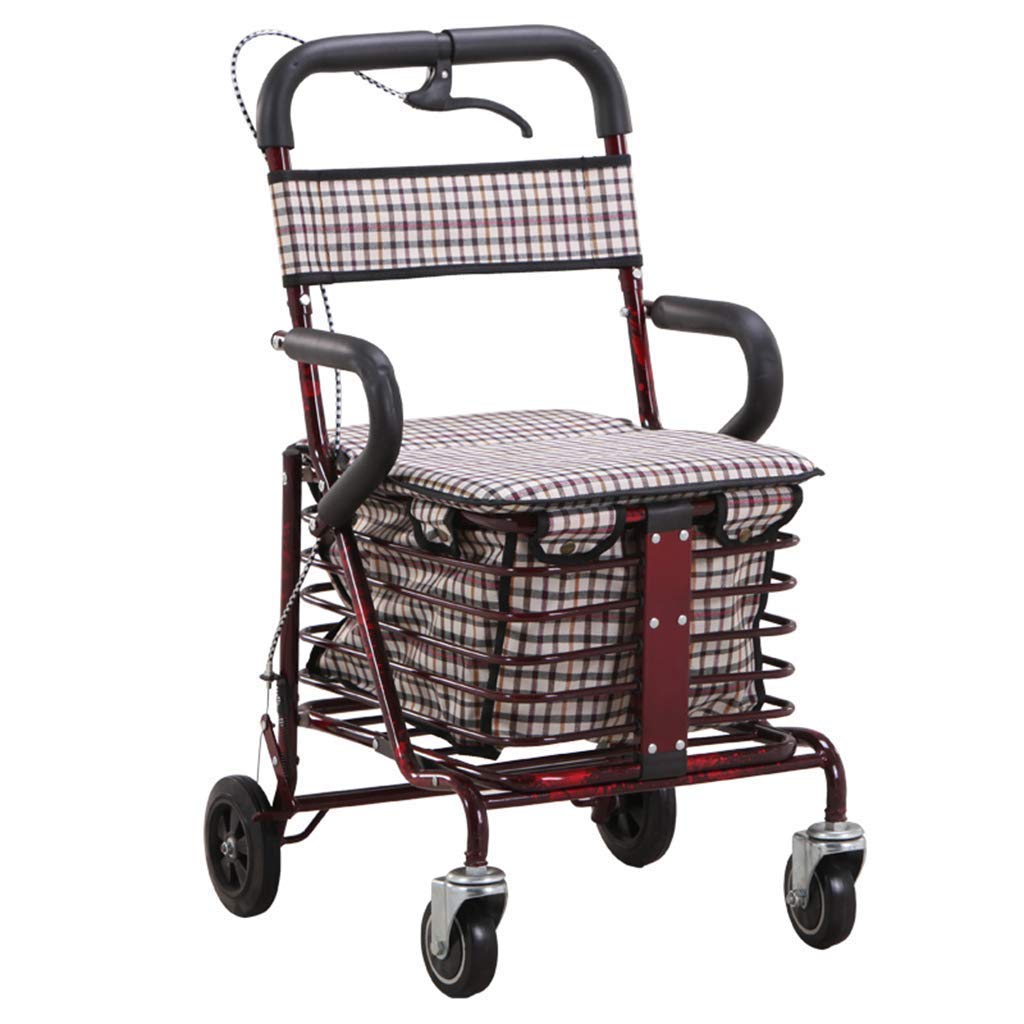 Cesta para caminante para personas mayores, cesta liviana para caminante para personas mayores, andador de 4 ruedas con ruedas, frenos bloqueables, cesta para caminar, ayuda para l