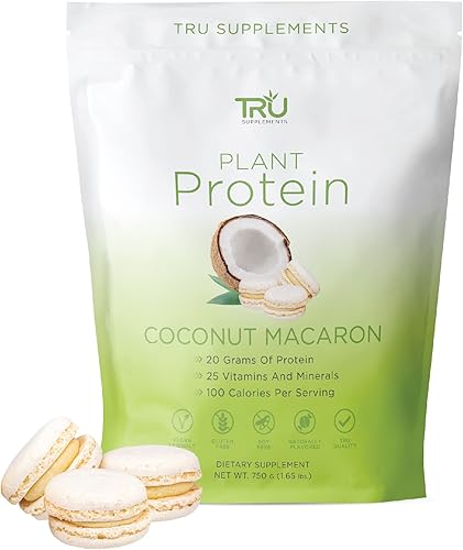 Miniatura 1 de TRU Supplements Proteína en polvo a base de plantas, BCAA, EAA, 0.71 onzas de arroz integral vegano y proteína de guisante, 100 calorías, 27