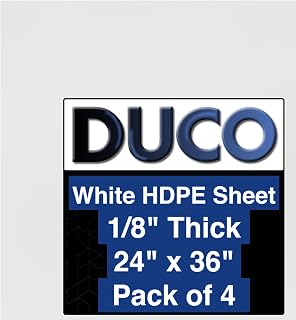 Duco USA-Made HDPE Sheet 1/8 Inch Thick 24" x 36" - 4 Pack of White HDPE Plastic Cutting Board Plastic Sheet for Kitchen, Signs, Crafts, Shelf Board, and Dishwasher Friendly