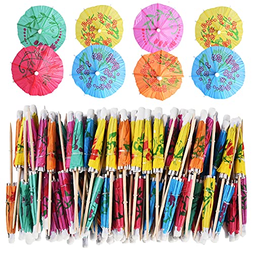 ALINK Cocktail Drink Umbrella Picks, 144 pcs Cocktail Umbrellas for Drinks, Mini Paper Drink Umbrellas Toothpicks for Luau Parasols Hawaiian Tiki Party Decorations by ALINK - Used condition - US$6.82