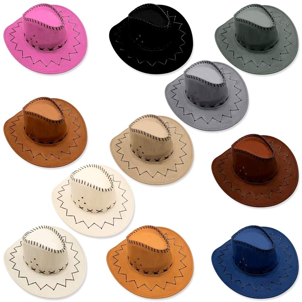 Cowboyhut Herren, Beige – Texaner Sheriff Hut Aus Veloursleder, Für Karneval & Kostümpartys, 21 Cm Durchmesser