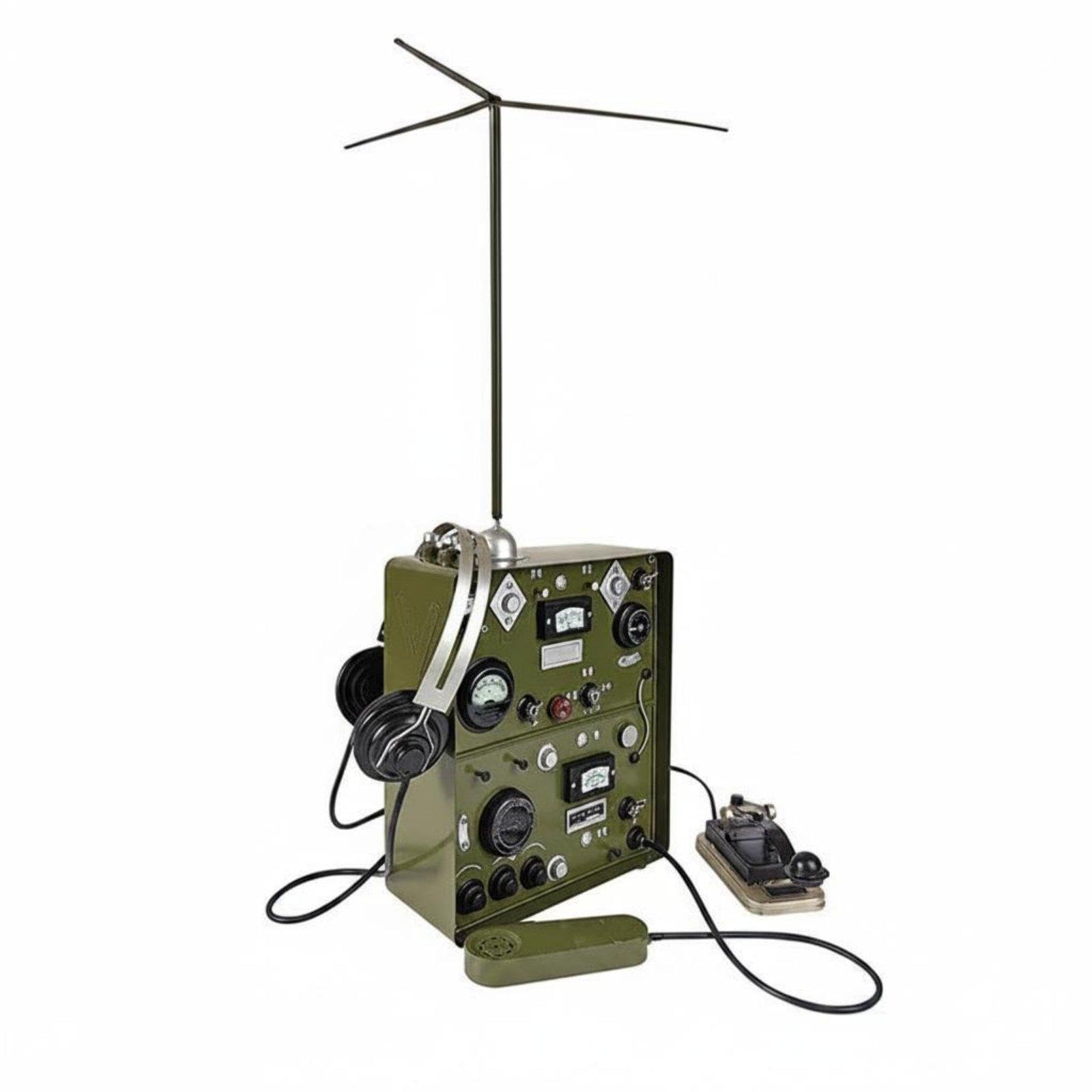 Telegraph Prop Realistic Sound Effect Vintage Telegraph Machine Tabletop Decoration for Radio Collectors, Collection Room, Desk Display Olive Green Photoelectric C-image-19