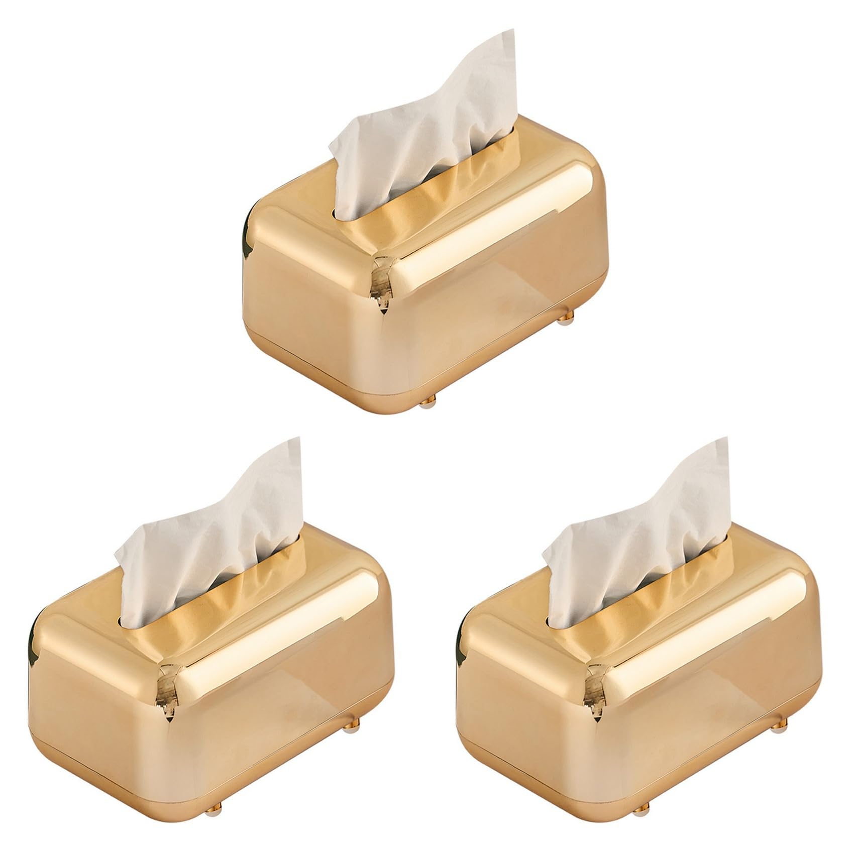 Hndhbfgrt 3X Luxury Golden Tissue Boxes Storage Napkin Holder Paper Case Organizer Ornament Craft Desktop