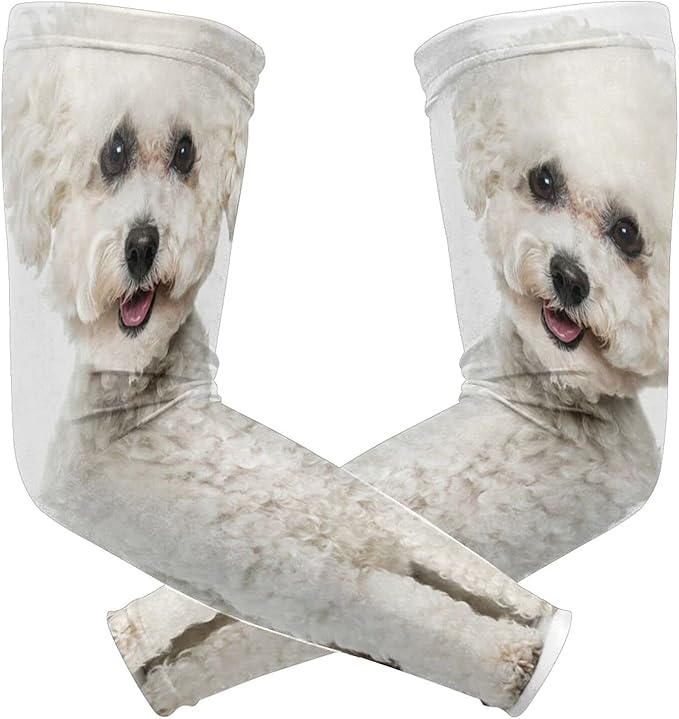 Amazon ビションフリーゼ犬 アームカバー腕カバー滑り止め 吸汗速乾 両腕入り タトゥーストッキング日焼け止め 紫外線カットアームカバ タ 登山アウトドア 通勤 通学 スポーツ用 男女兼用 着圧アームカバー 両腕入り アームカバー 通販