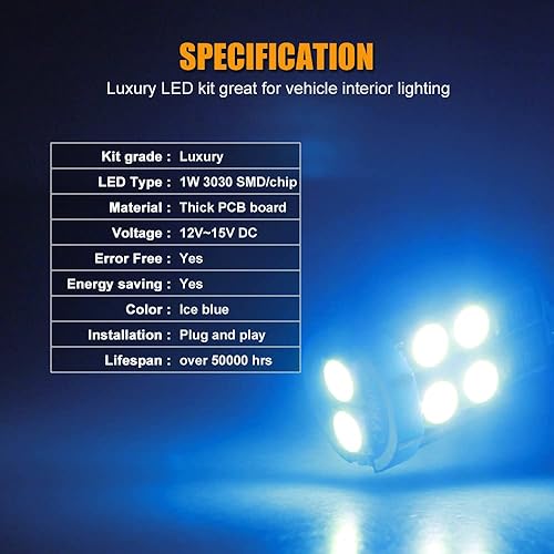 Miniatura 4 de Kit de 7 luces LED azul hielo para interiores compatibles con Jeep Wrangler JK de 2 puertas y 4 puertas 2007 2008 2009 2010 2011 2012 2013 2014 2015