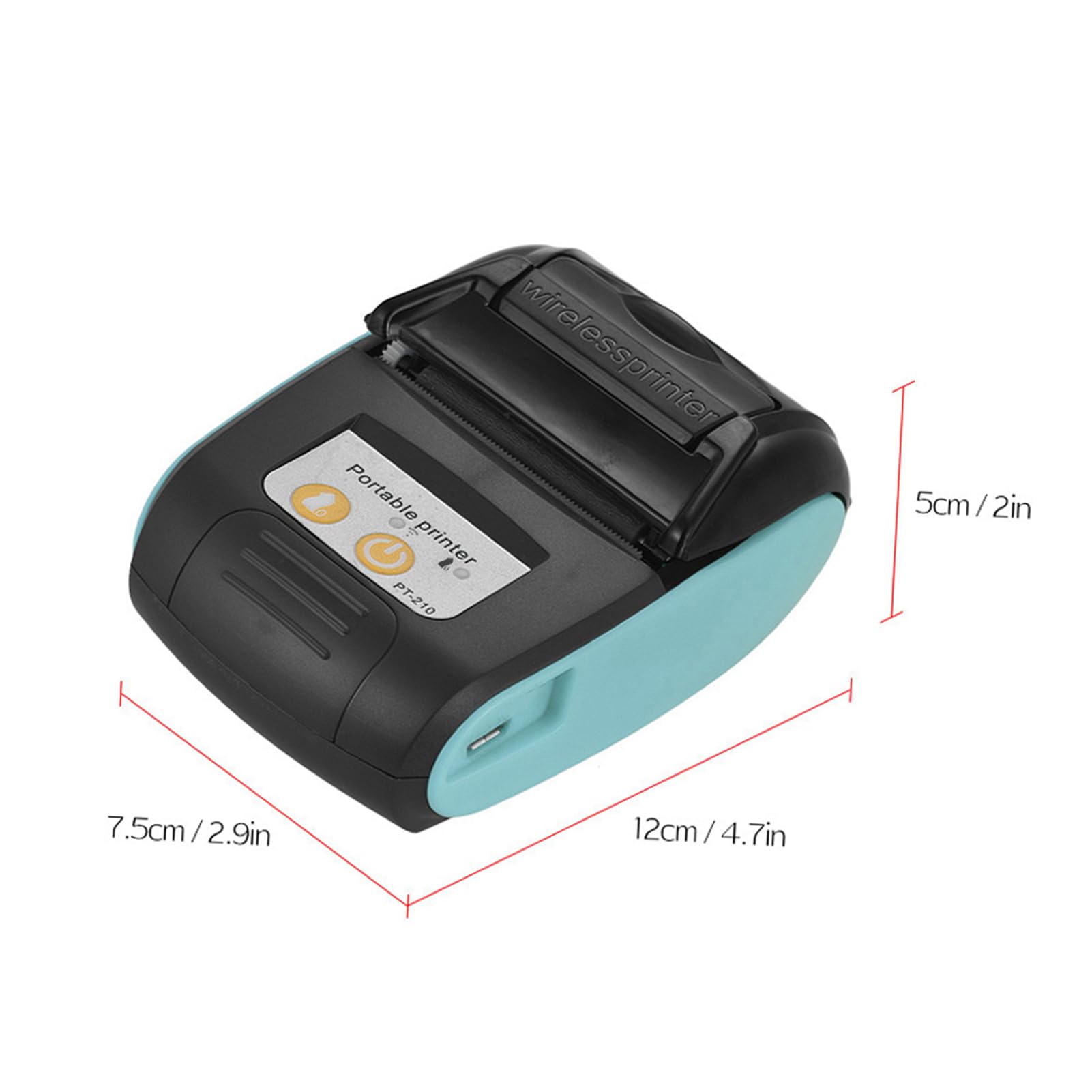 Tragbarer Thermodrucker Pt-210, 58mm BT-Belegdrucker Bondrucker für Einzelhandelsgeschäfte, Restaurants, Fabriken, Logistik, 1 Rollen Papier, Geeignet für iOS für Android
