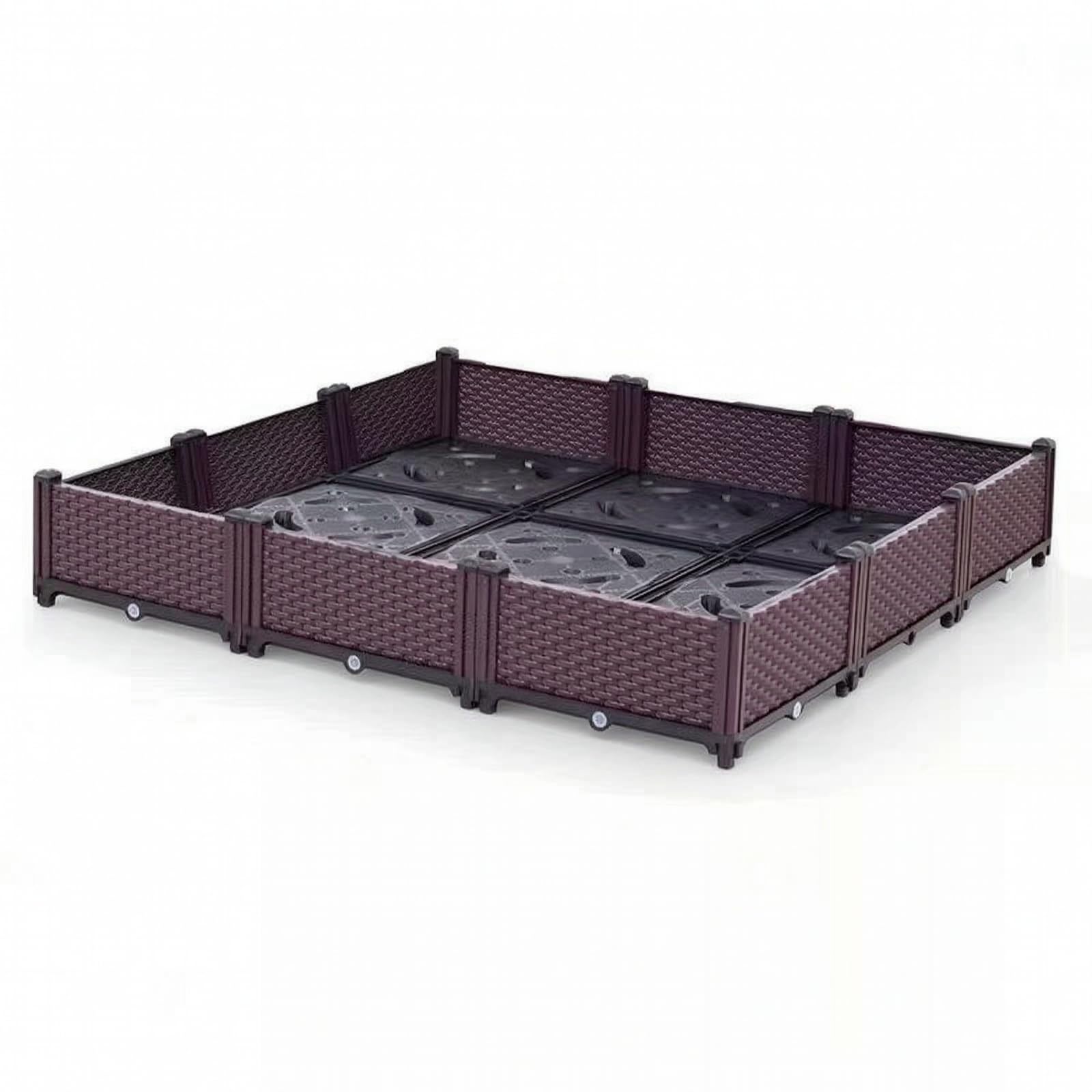 Fioriera Effetto Rattan Modulare Fioriera a Cassetta Resistente Agli Urti Letto Rialzato da Giardino per Appassionati di Giardinaggio, Orto Domestico, 120 120 22CM