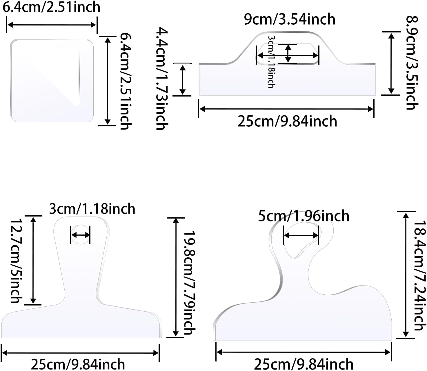 Router Templates, 4pcs Acrylic Charcuterie Board Handle Template, LYMOI Clear Cut Board Thick Handle Template, Angled Curvy Tracing Stencils Cut Guide Tools for Kitchen Woodworking. (Style 1)