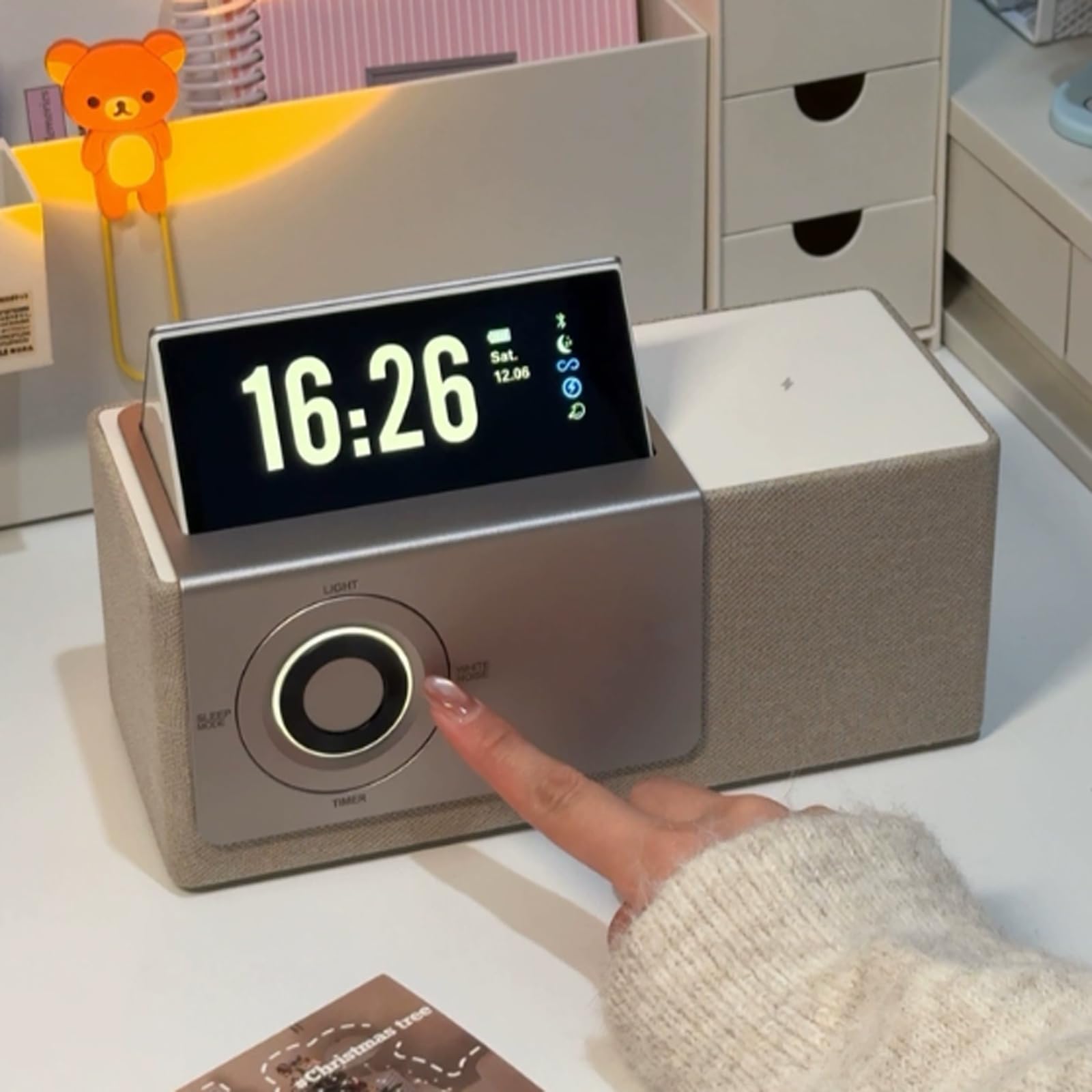 Altoparlante Bluetooth con suono HiFi portatile, schermo flip da 5,4 pollici, illuminazione ambientale, display con testi, ideale per feste in casa e all'aperto