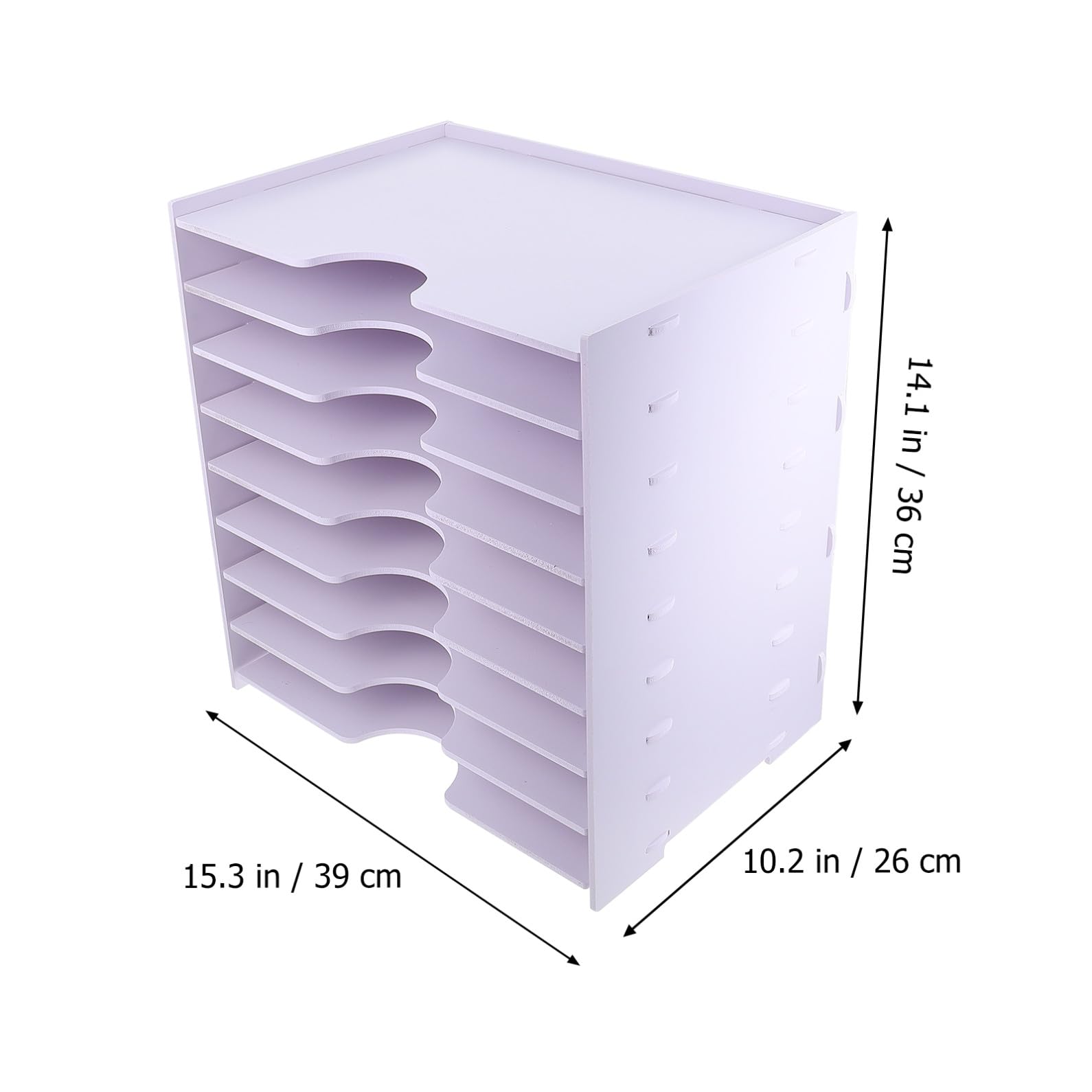 INOOMP Organisateur de Rangement de Fichiers Blanc Multi-niveaux en Pvc et Bois, Grosse Capacité, Utilisation Pratique pour Bureau et Dortoir, Léger et Fonctionnel