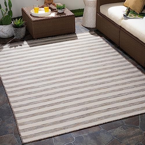 Livabliss Valencia Geometric Terrace Outdoor Rug – Outdoor/Indoor Rugs – Boho Rug Resistant to UV and Stain – Large Carpets 160×220 cm, Beige and Cream