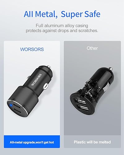 Miniatura 4 de Dual 45W USB C Car Charger, 90W Max Super Fast Charging, All Metal 12V Cigarette Lighter Adapter for iPhone 17 Pro Max/16/15/iPad, Samsung Galaxy