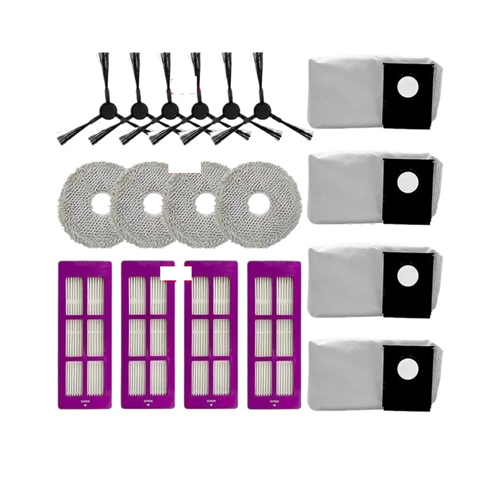 Shiketong A24F Robot Vacuum Cleaner Cleaning Accessories Set,Compatible For Eureka,J15 Pro Ultra,Accessories Kits Include Filters,Side Brushes,Mop Cloth,Dust Bags