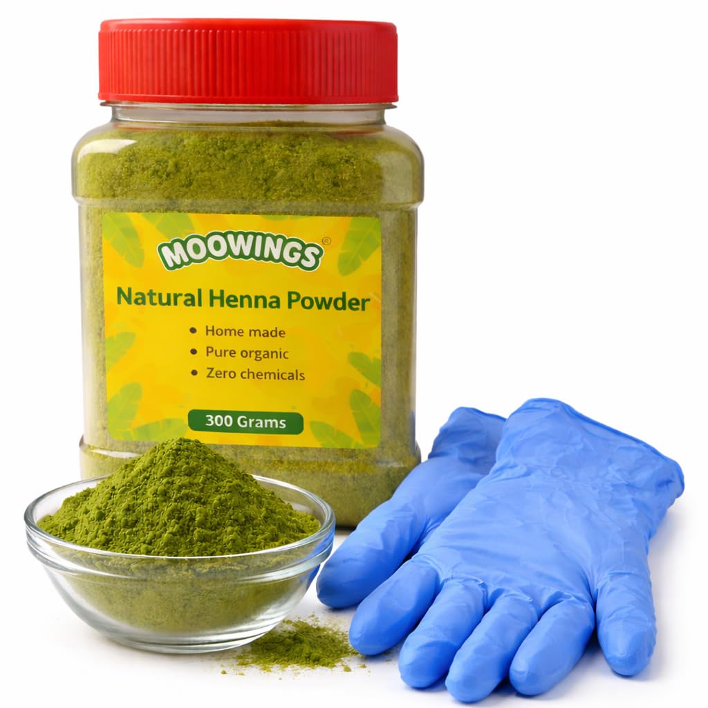 Organic Henna Powder for Hair & Mehndi | 100% Pure Natural Henna | Chemical Free Hair Color & Conditioner | Homemade Herbal Mehendi Powder for Hair Care | With pair of Gloves | (300 Grams)-image-8