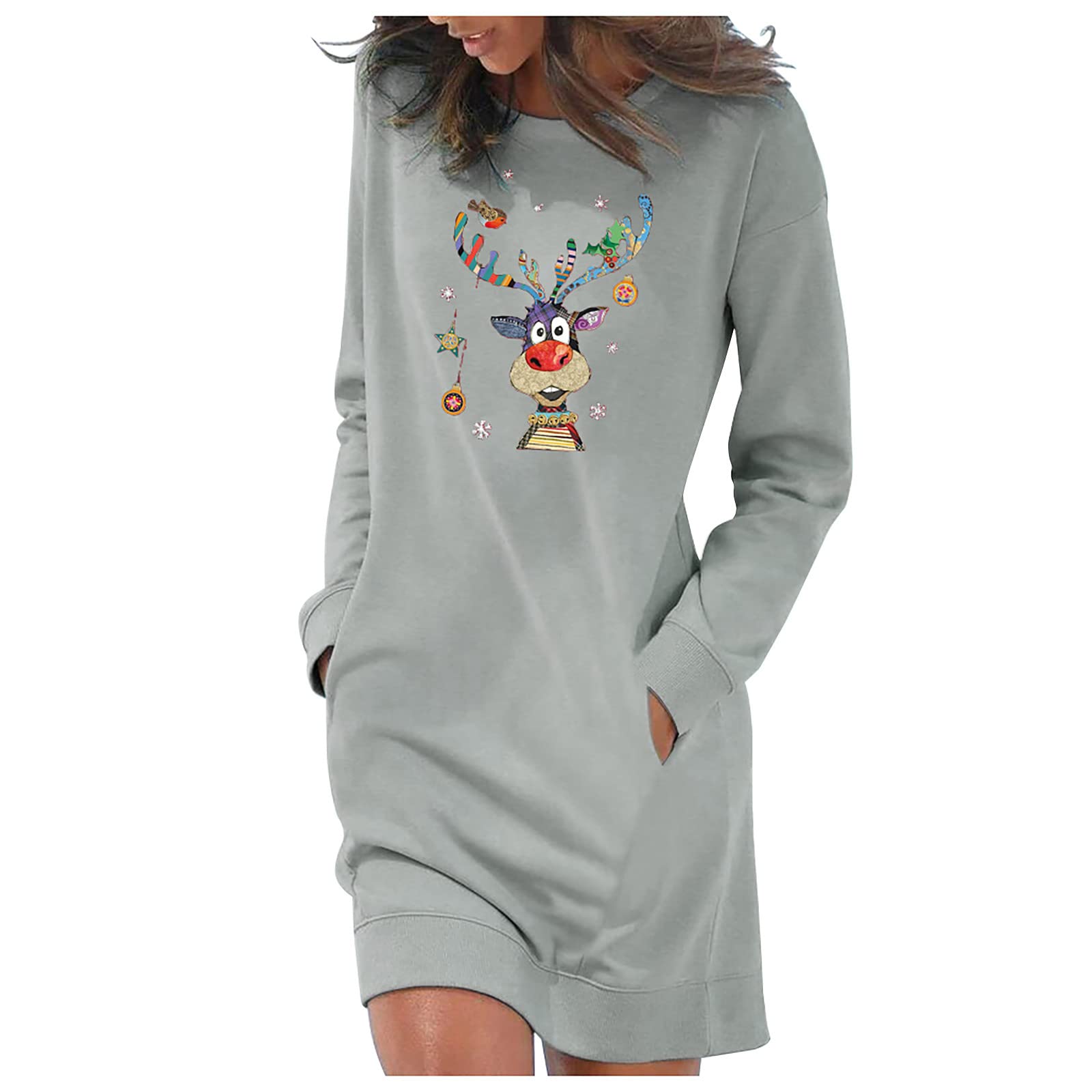 Women's Christmas Sweatshirt，Casual Hoodies Pullover Drawstring Long Sleeve Sweatshirts Fall Clothes With Pocket 372