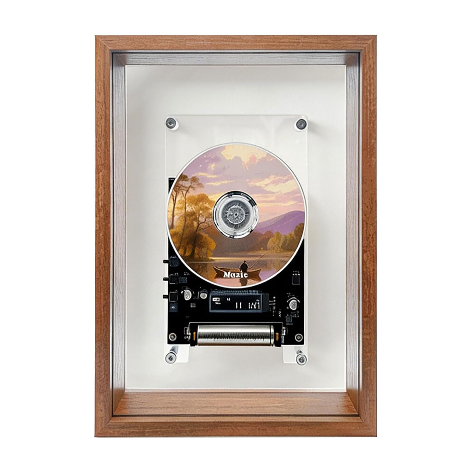 Lecteur CD vertical transparent rétro avec Bluetooth 5.0 et cadre photo musical - 8