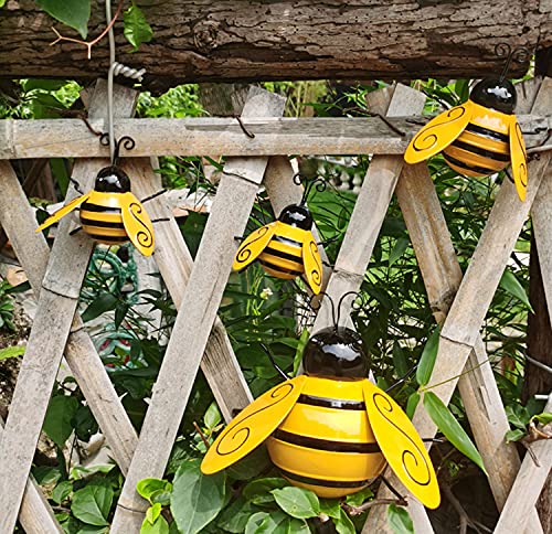 Yungeln Metal Wall Art, 4Pcs Metal Bumble Bee Wall Decor, 3D Iron Bee Art Sculpture Hanging Wall Decorations For Outdoor Home Garden #TOP3