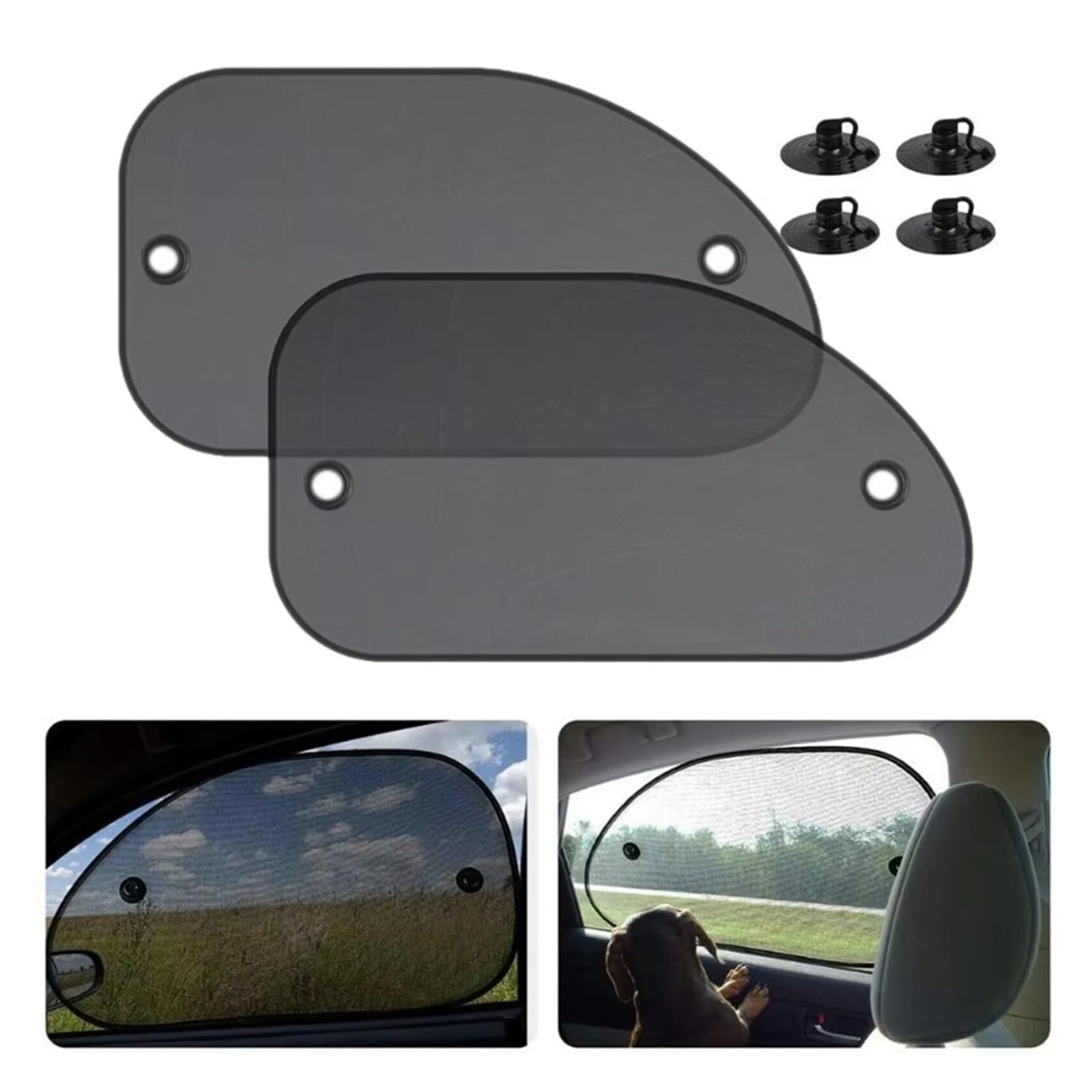 Parasol De Coche Tamaño Universal 25,59x14,96 Pulgadas Para Ventana Lateral Con Ventosas Para Bebés, Niños Y Mascotas, 2 Uds Parasol Para Coche