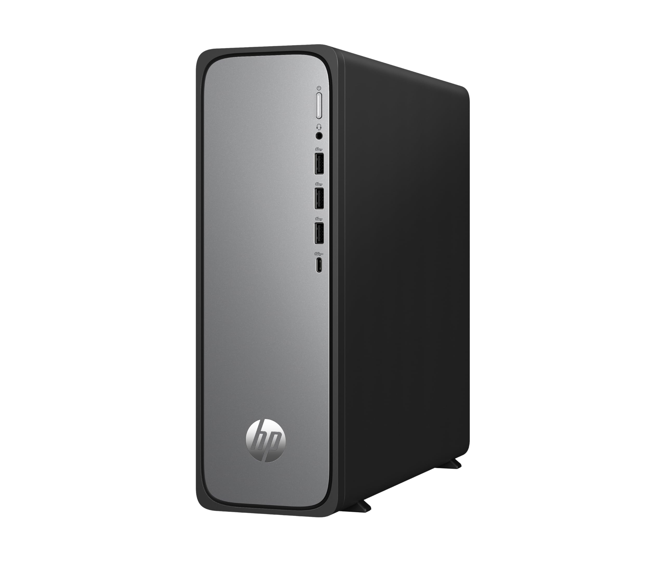 HP OmniDesk Slim Desktop S03-0230ng, processore Intel 300, 8 GB DDR5 RAM, SSD PCIe Gen4 da 512 GB, Intel UHD Graphics 710, Windows 11 Home, Wi-Fi 6, USB Type-C, Meteor Silver/Jack Black