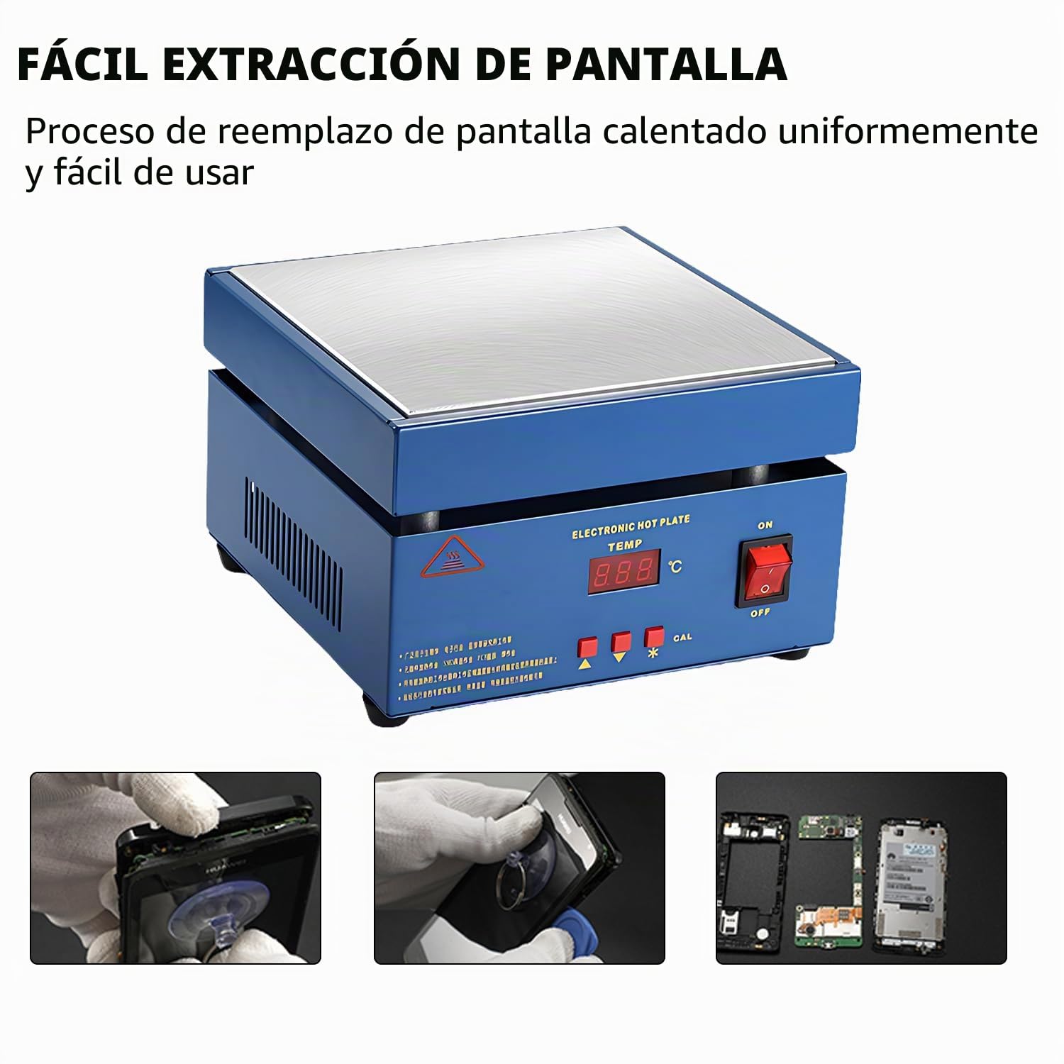 Estación de Precalefacción Microordenador LED, Placa Calefactora Eléctrica | de 200 x 200 mm Placa Calefactora de Soldadura, Estación de Precalefacción, Corriente Alterna 800 W, 50-350 °C