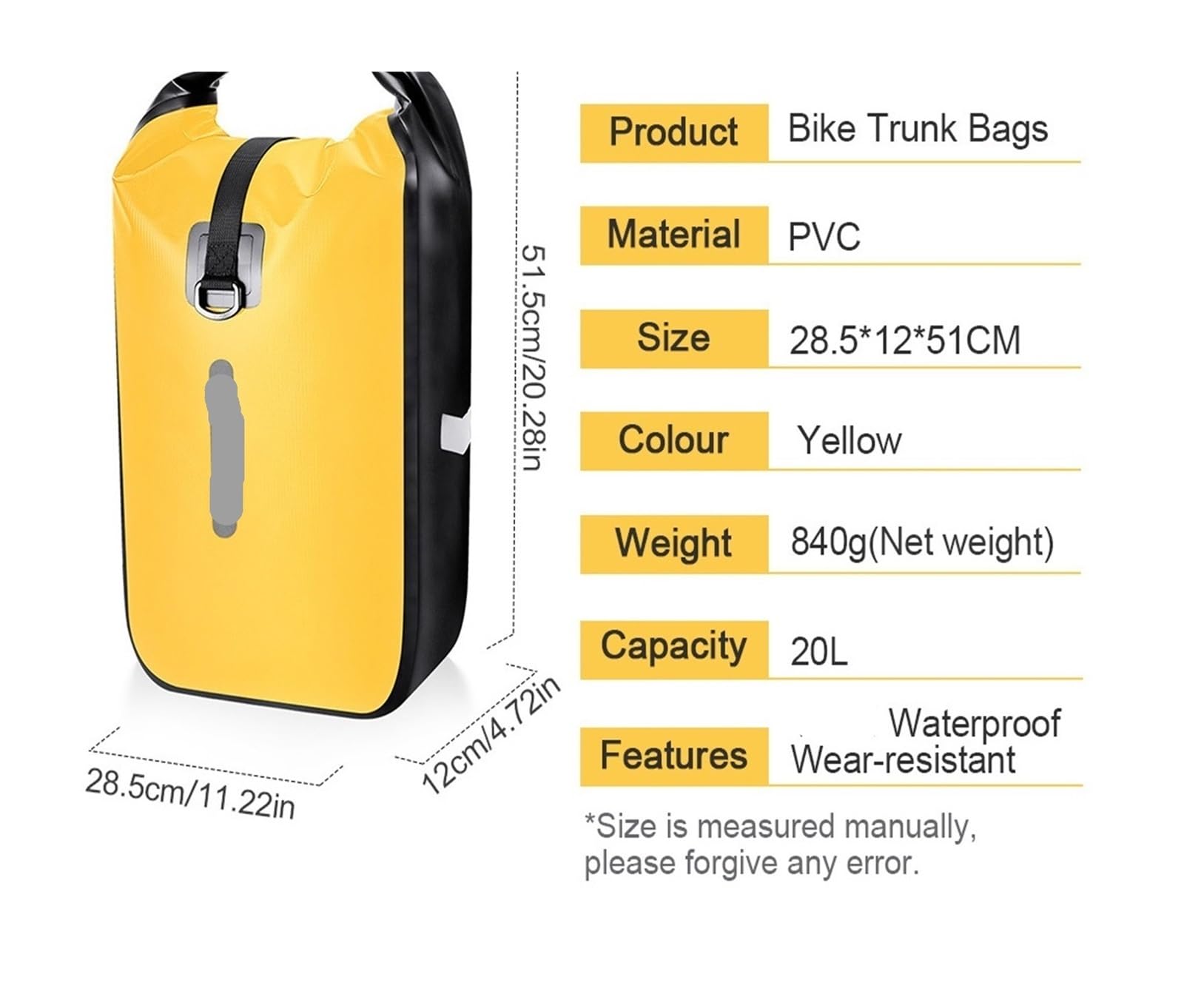 Wodoodporna torba rowerowa 1/2PCS 10L-20L | Przechowuj sprzęt na długodystansowe wycieczki rowerowe.(BAG210-10L-2PCS-ORA)