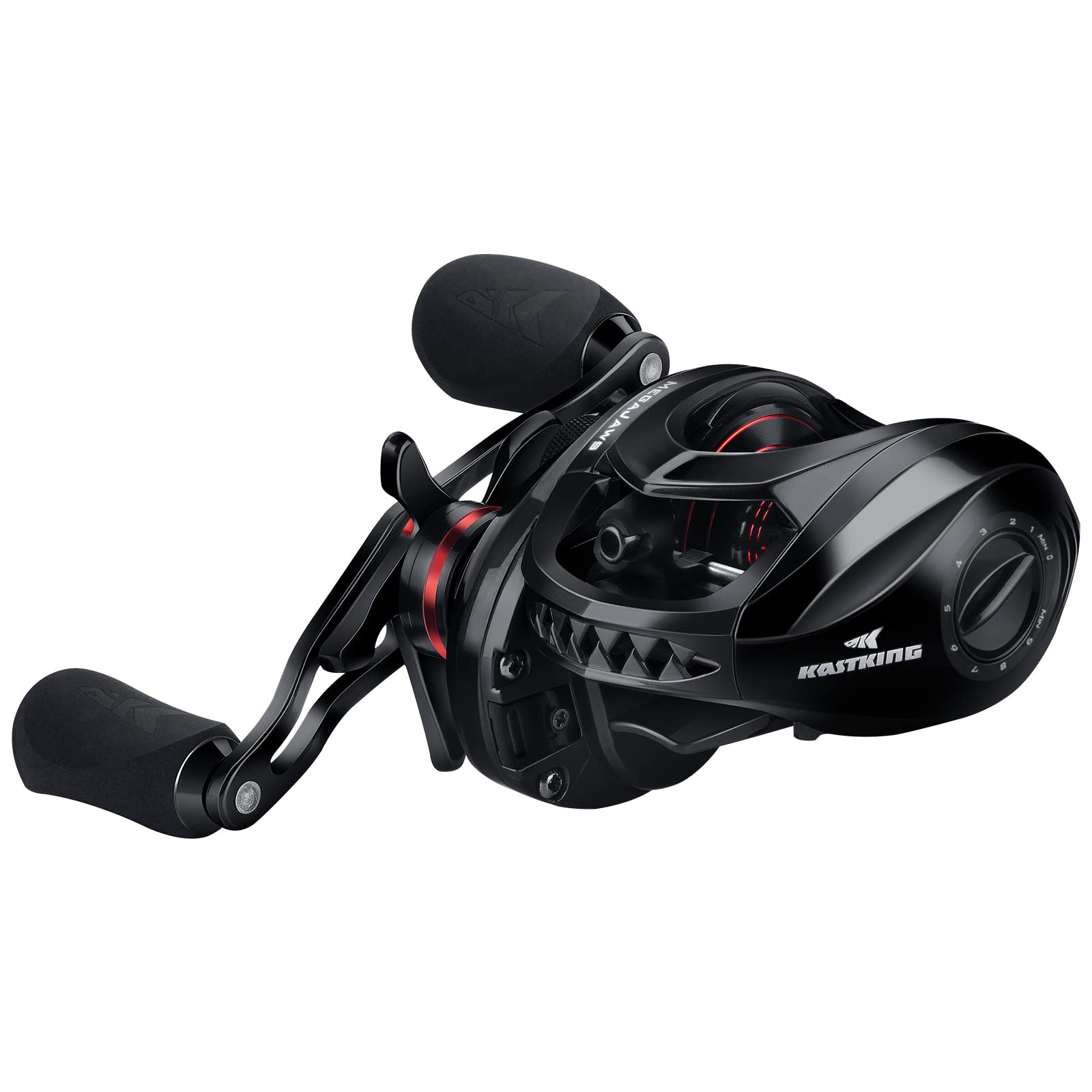KastKing MegaJaws Baitcasting Fishing Reel, New AutoMag Dual Braking System Baitcaster Fishing Reel, Only 6.7oz, 17.64 LBs Carbon Fiber Drag, 11+1 Shielded BB, High Speed 5.4:1 to 9.1:1 Gear Ratios