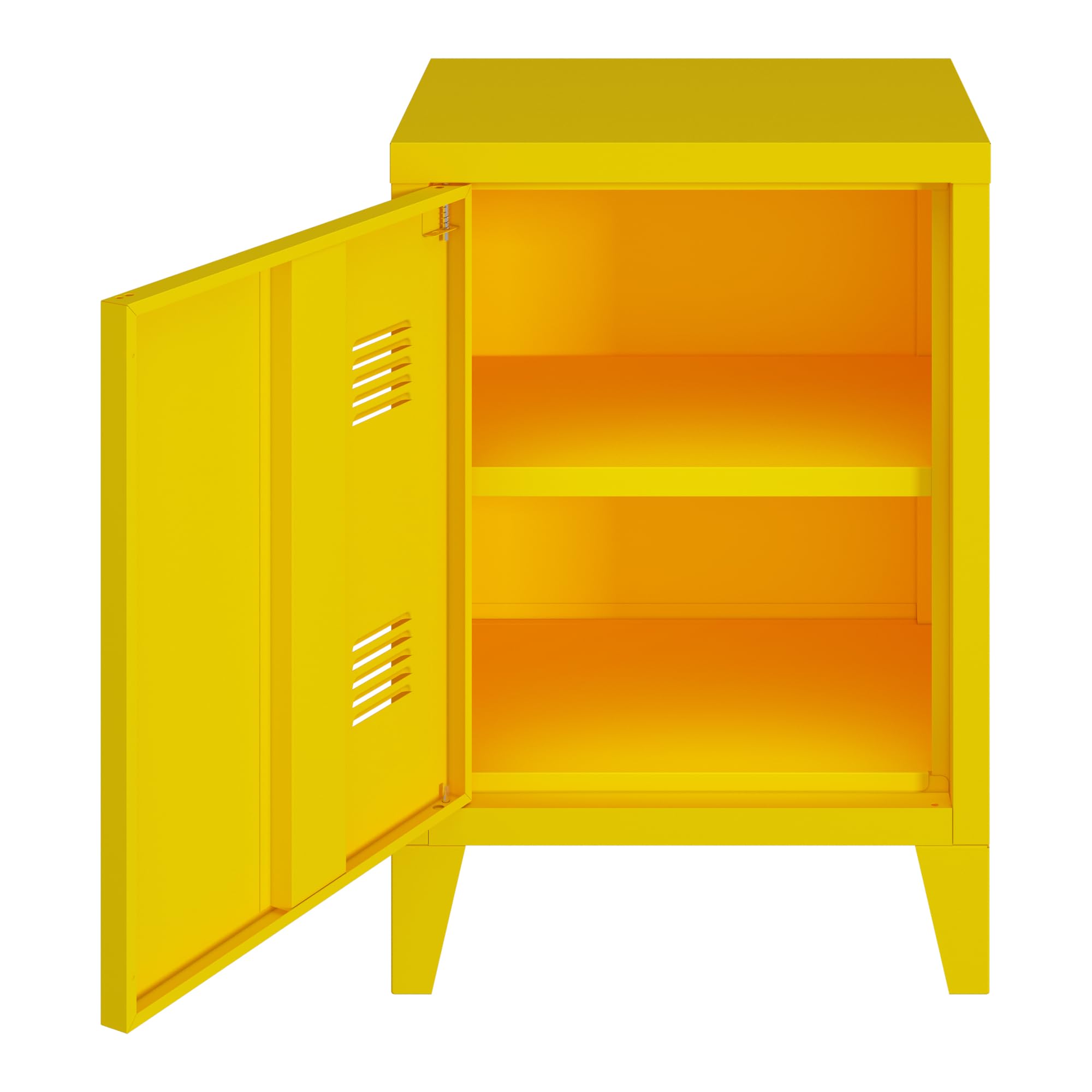 [en.casa] Comodino in Acciaio con Scomparto Chiuso con Anta Maniglia a Destra Tavolino Laterale da Divano Mobiletto Notturno Tavolino Basso da Ingresso 57x40x30 cm Giallo